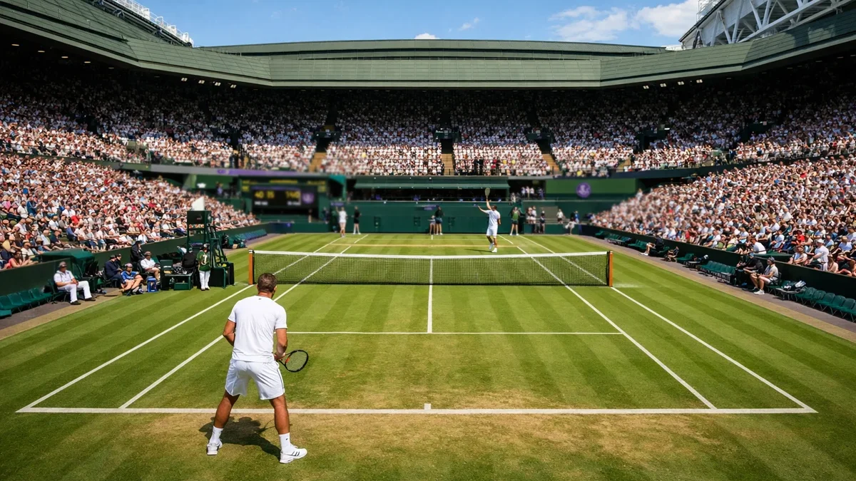 Zwei Tennisspieler beim Finale auf dem Centre Court in Wimbledon