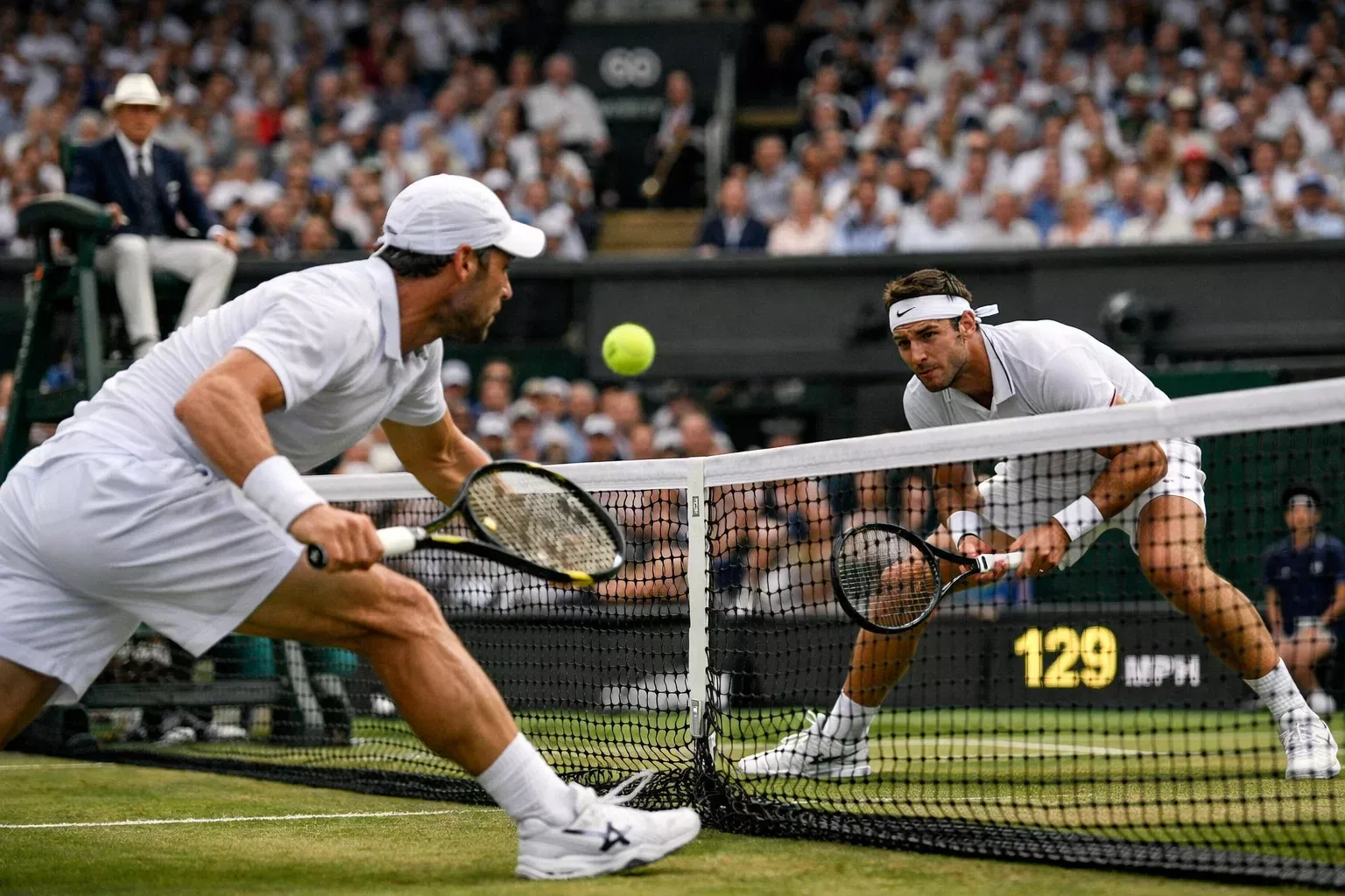 Spannender Ballwechsel auf dem Centre Court bei Wimbledon