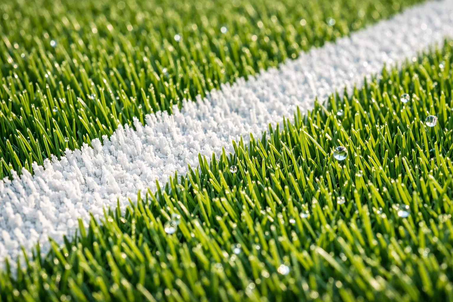 Gepflegter Wimbledon-Rasen mit weißen Linien aus der Nahaufnahme
